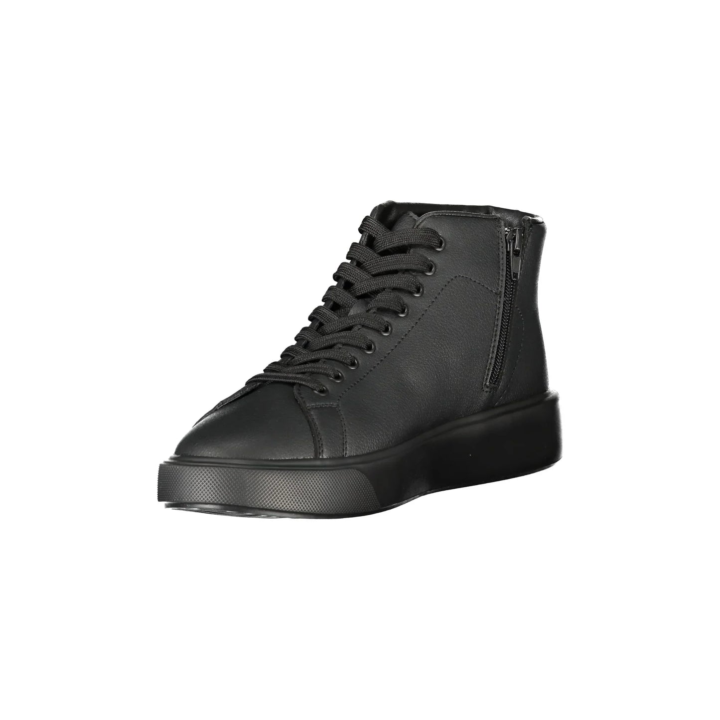 BLAUER Herren-Sneaker, schwarz, mit hohem Schaft, Schnürsenkeln und seitlichem Reißverschluss