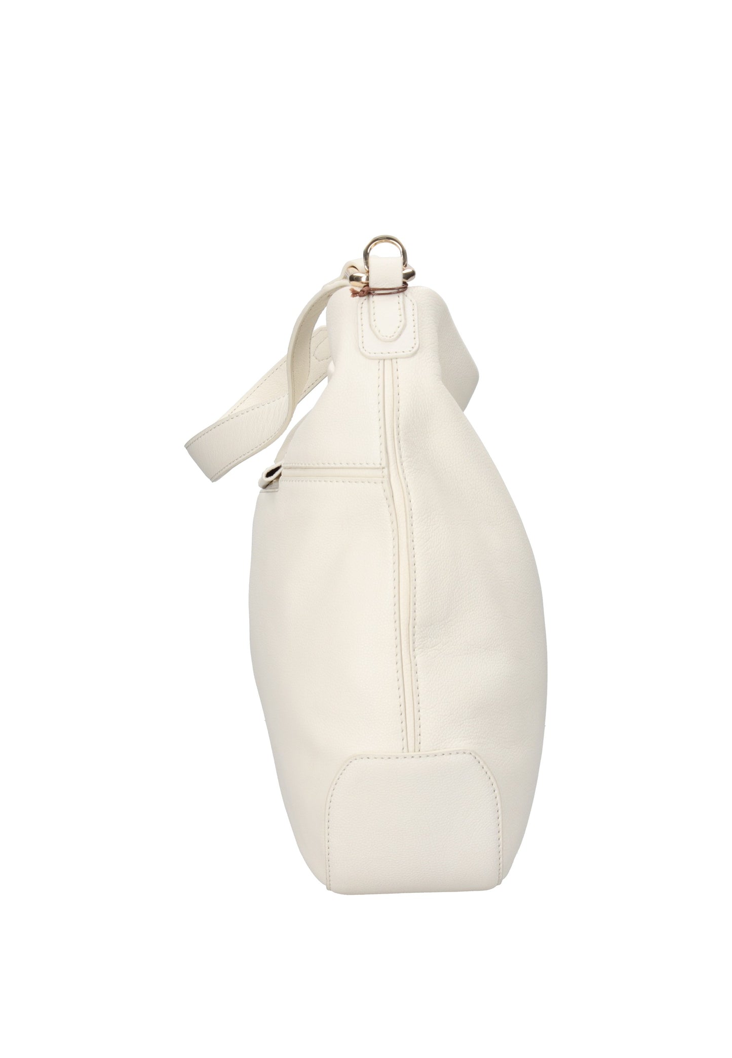 BIBP9E502 Borsa a spalla FRANCESCO BIASIA vista laterale, elegante borsa in pelle nappa bianca.