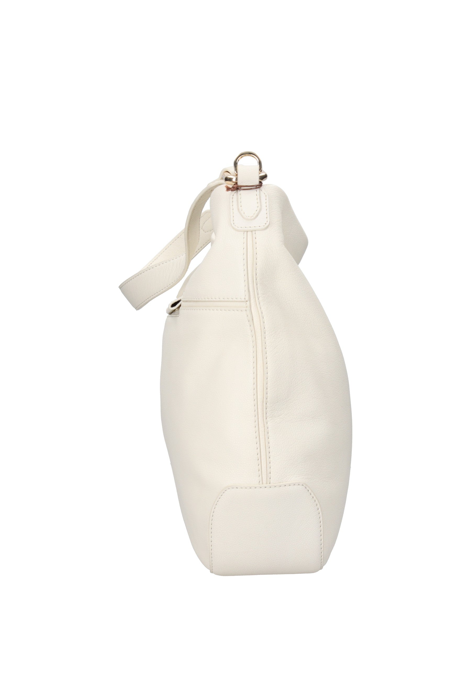 BIBP9E502 Borsa a spalla FRANCESCO BIASIA vista laterale, elegante borsa in pelle nappa bianca.