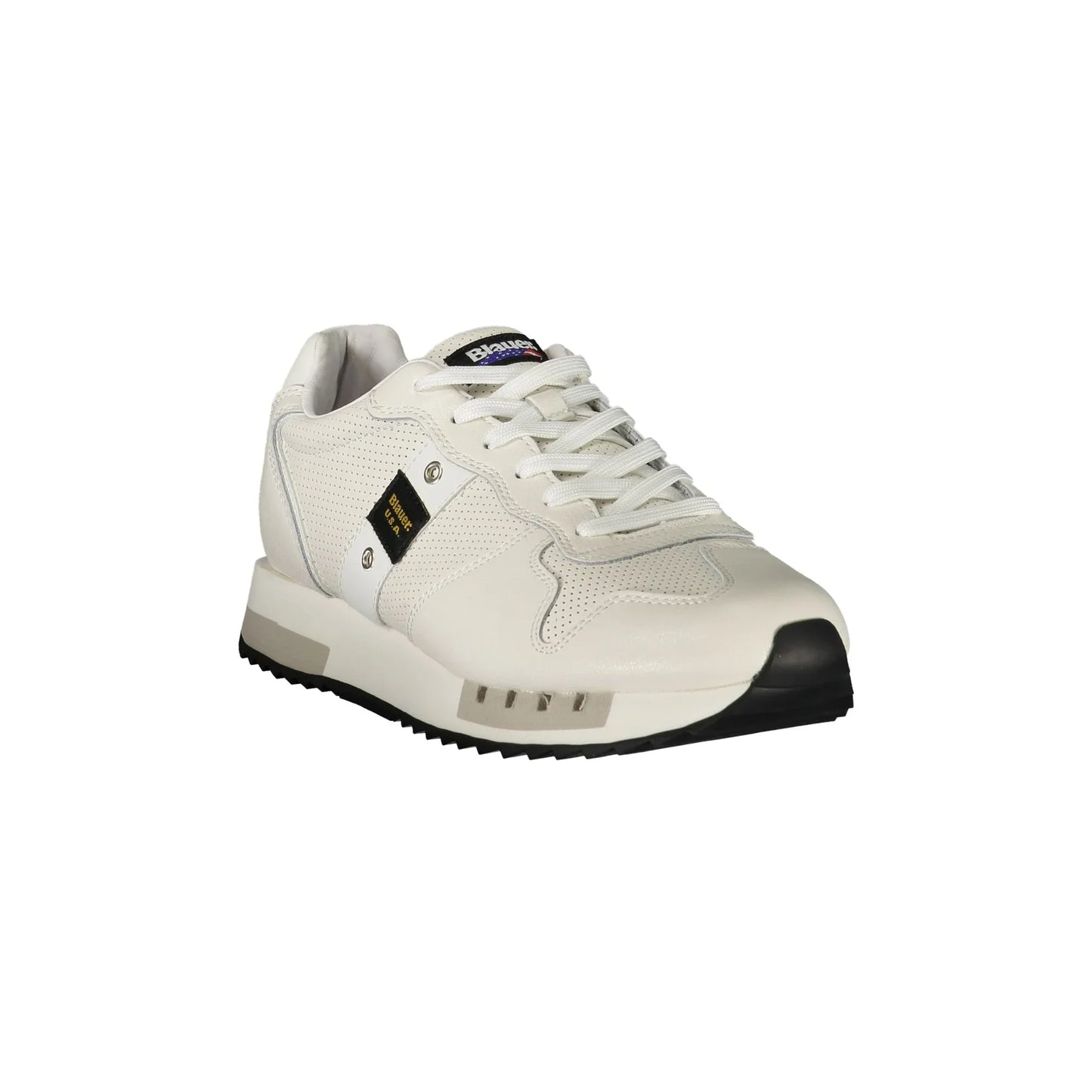 BLAUER Sneakers Uomo Bianche con Lacci e Dettagli a Contrasto