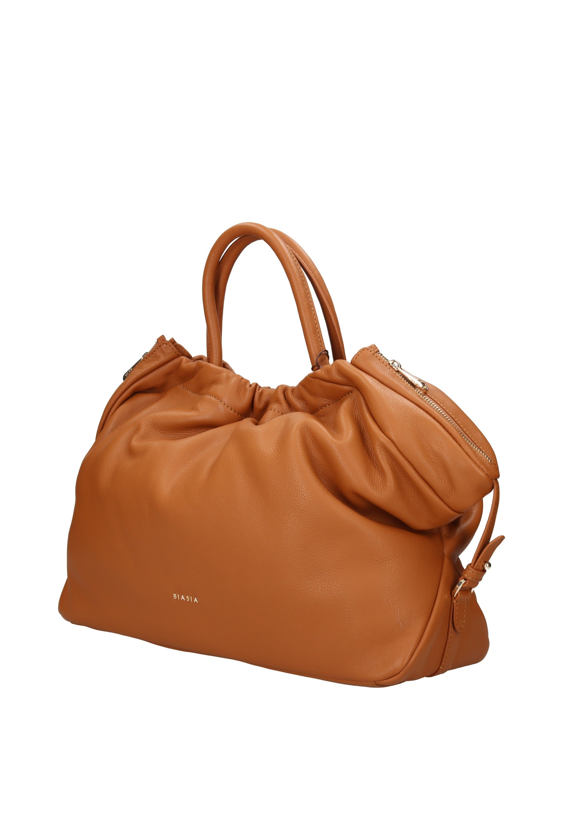 BIBP9E701 Borsa a mano FRANCESCO BIASIA in pelle nappa color cuoio, elegante e versatile per ogni occasione.