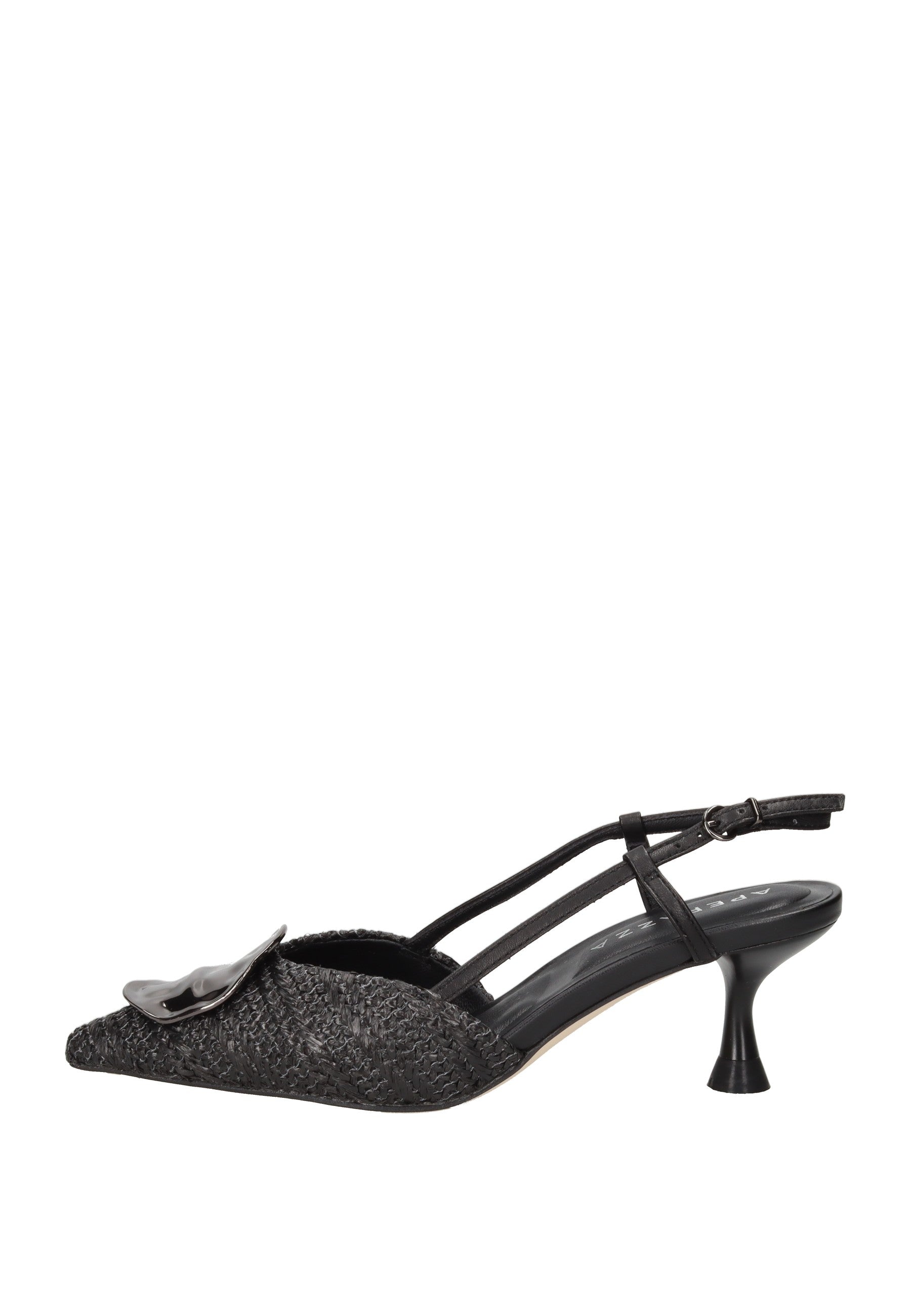 S6GLOW05/RAF Decollete aperto dietro APEPAZZA elegante in raffia con cinturino regolabile e tacco alto.
