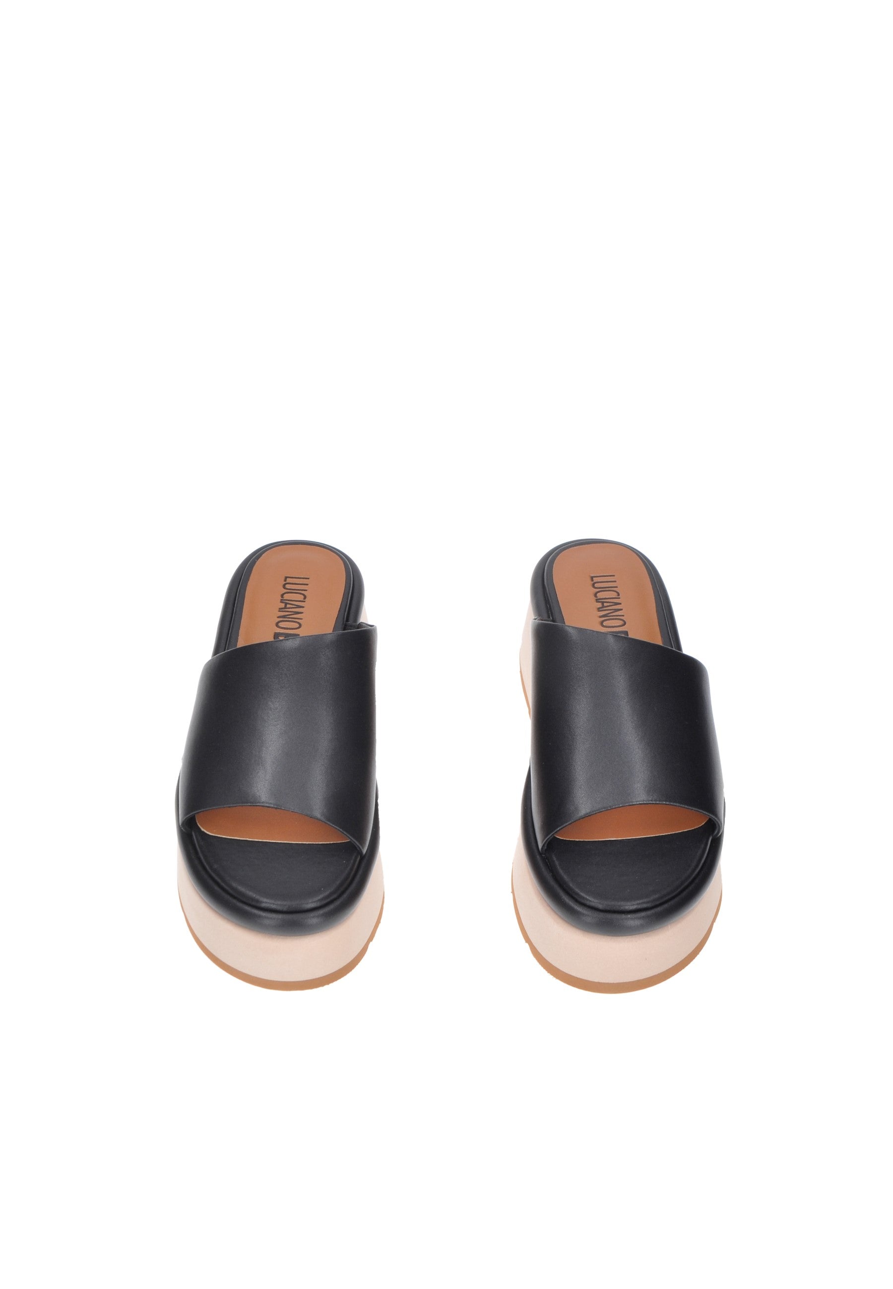 Black LUCIANO BARACHINI sandals with a 7 cm platform for style and comfort.