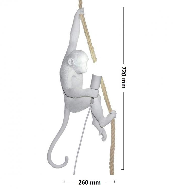 White Monkey Pendant Light on Hemp Rope E27 Wall Sconce | B46