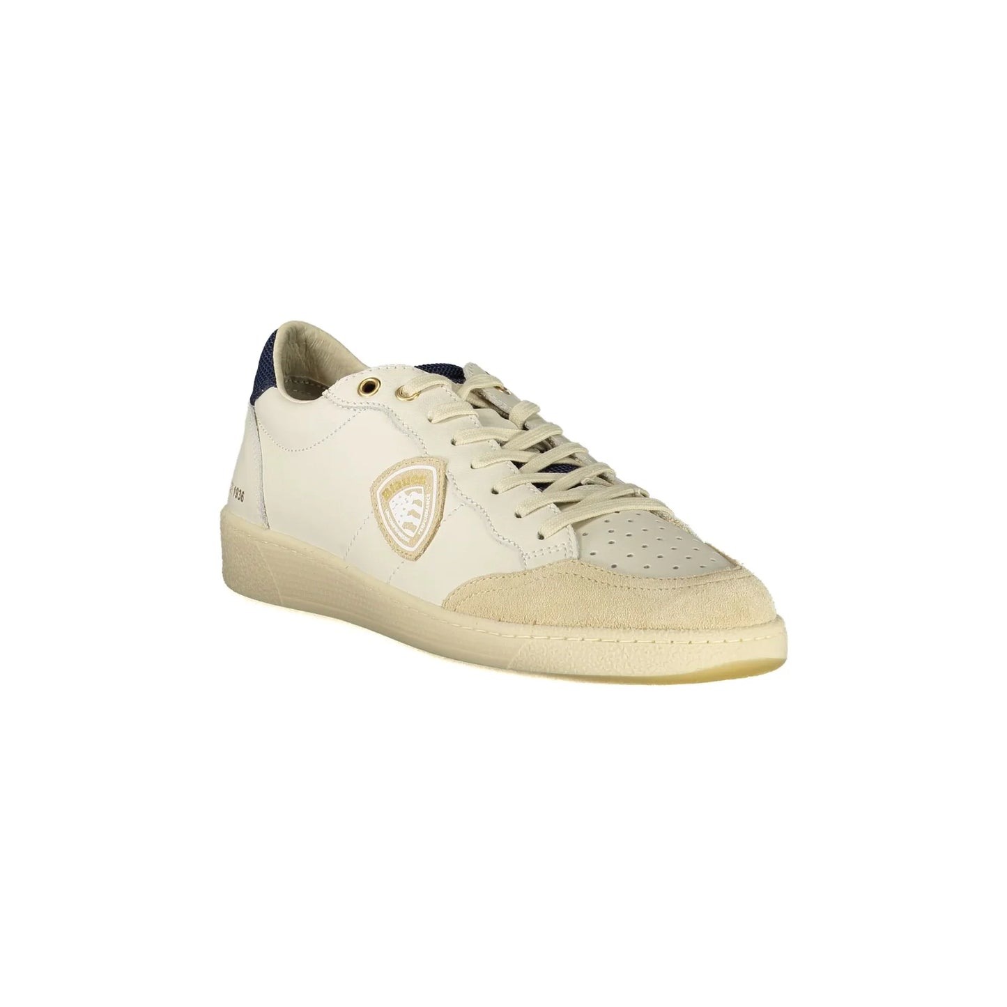Weiße Herren-Sneaker von BLAUER mit Schnürsenkeln und blauen Details