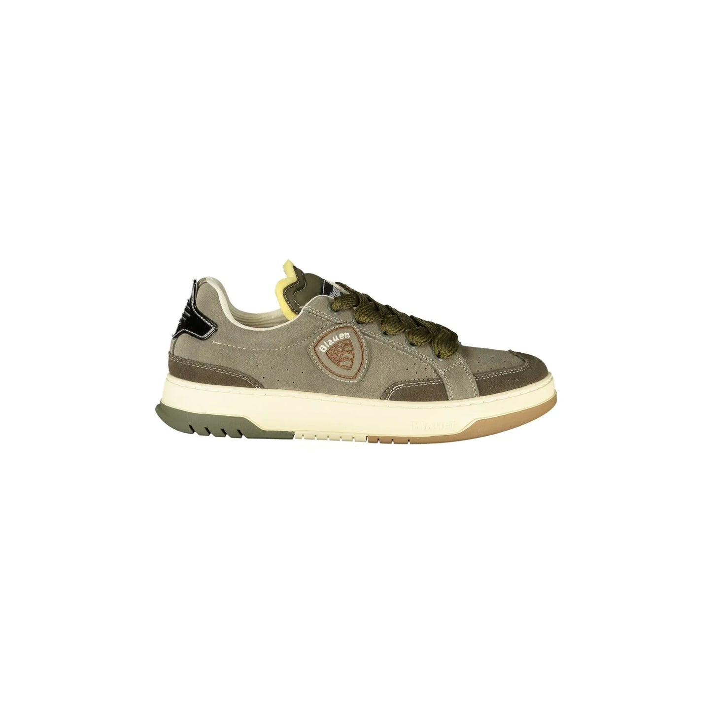 BLAUER Men's Green Sneakers with Laces and Contrasting Details