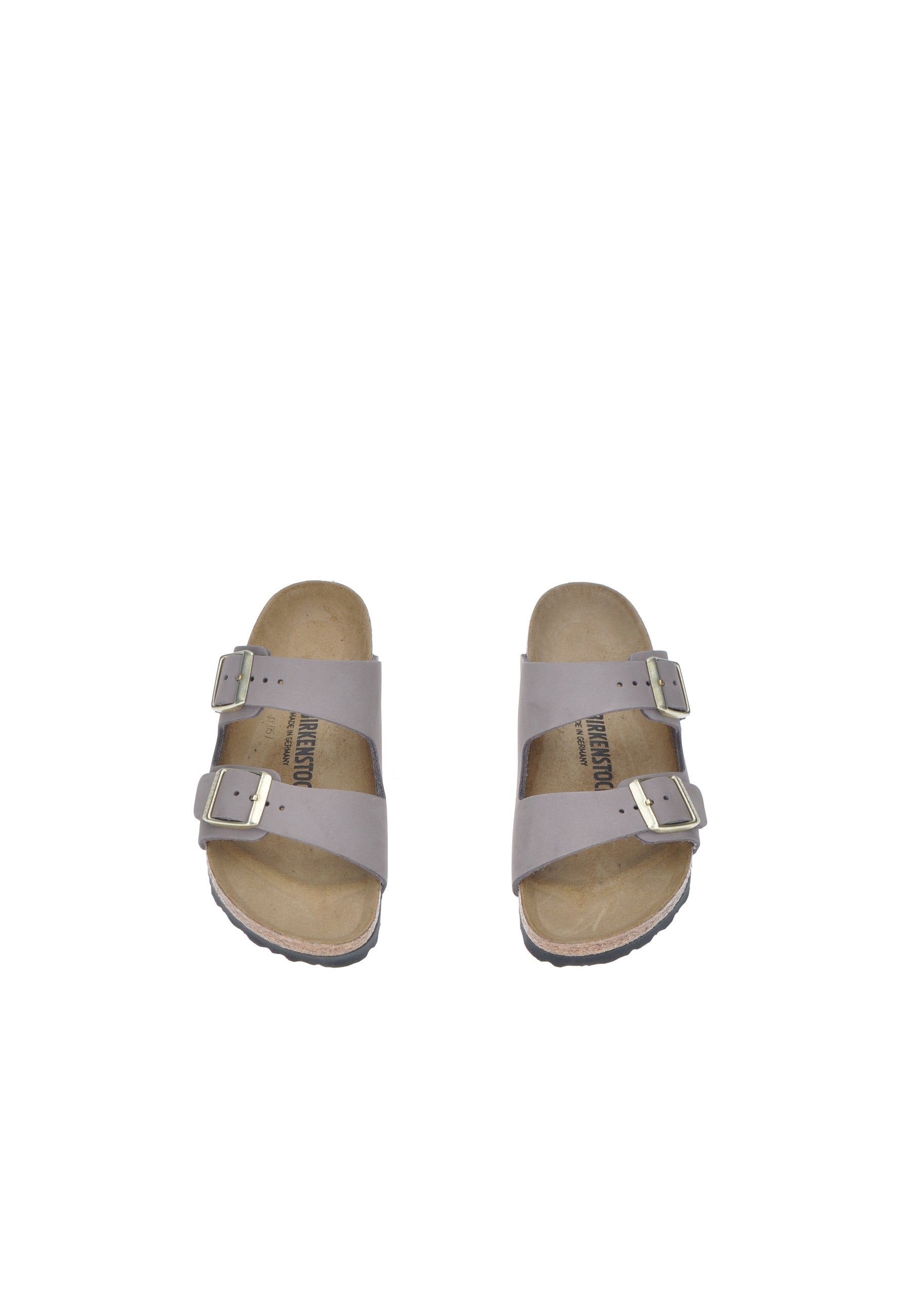 BIRKENSTOCK Arizona sandals in soft leather with adjustable metal buckles and cork-latex footbed.