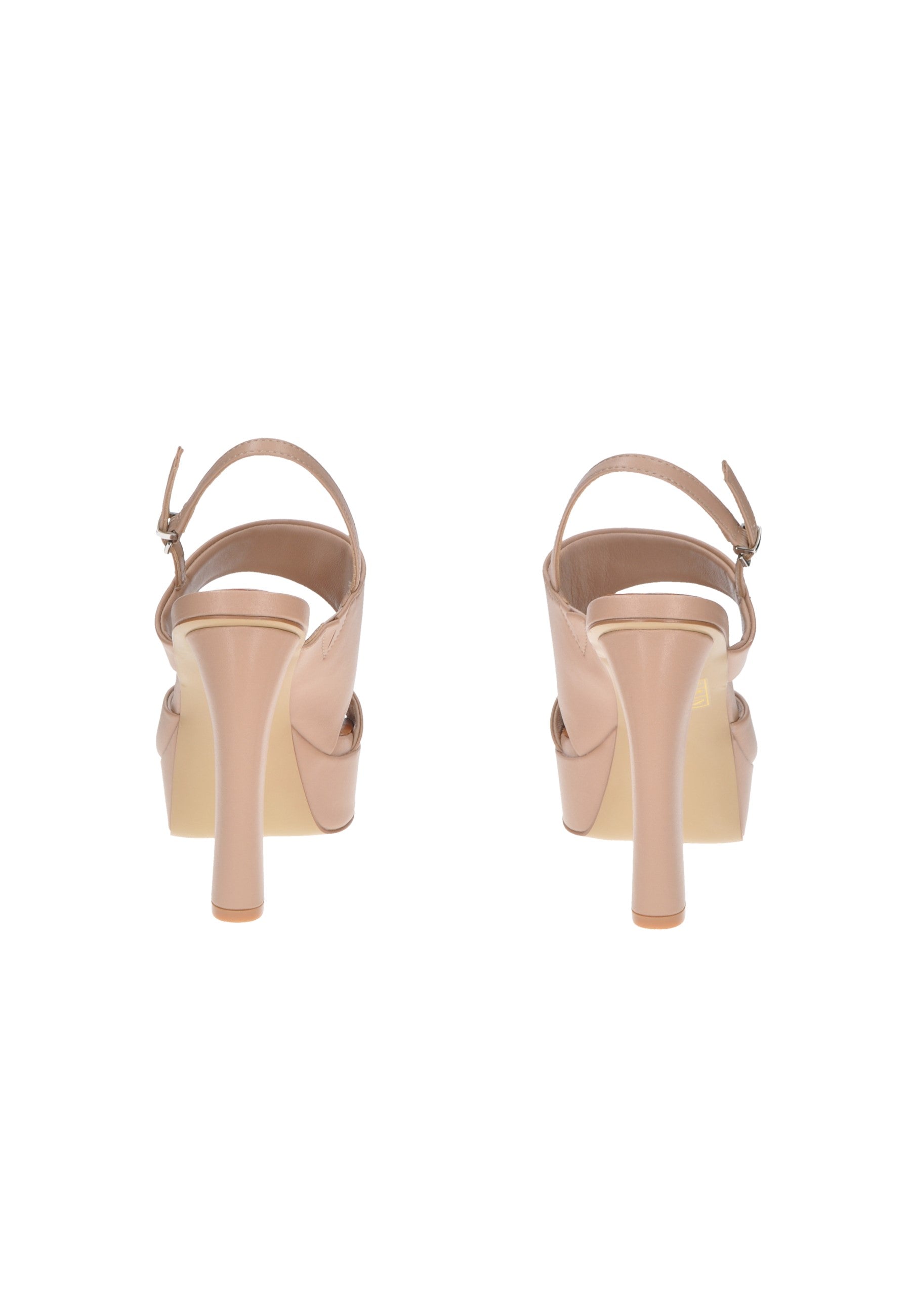 Retro view of TL278 Sandalo LUCIANO BARACHINI, stylish nude high heel sandals with adjustable ankle strap.