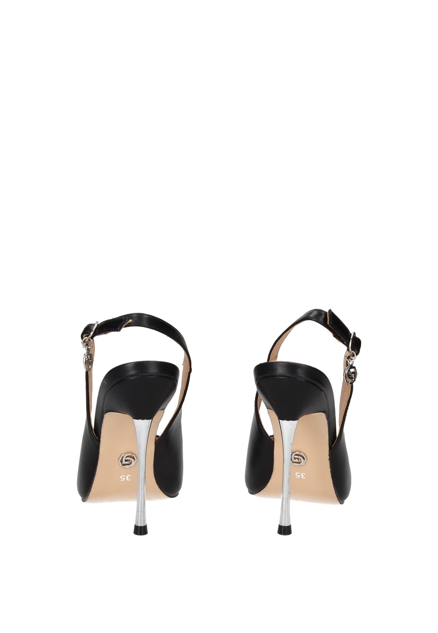 GP907 Decollete aperto dietro GOLD&GOLD black high heel shoes back view