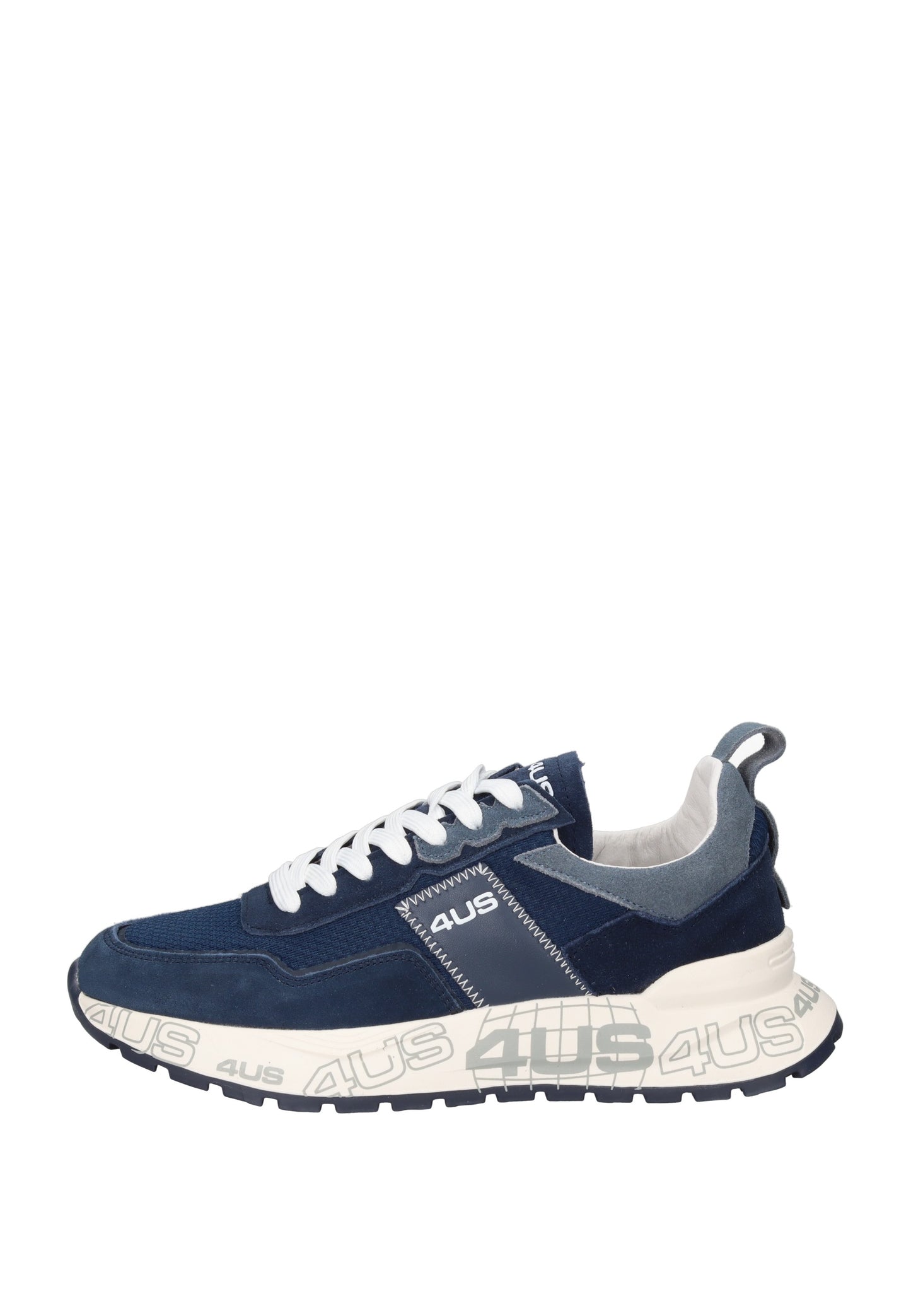 4US-13 sneaker PACIOTTI 4US in blue suede with lace-up closure and padded insole, stylish and comfortable.