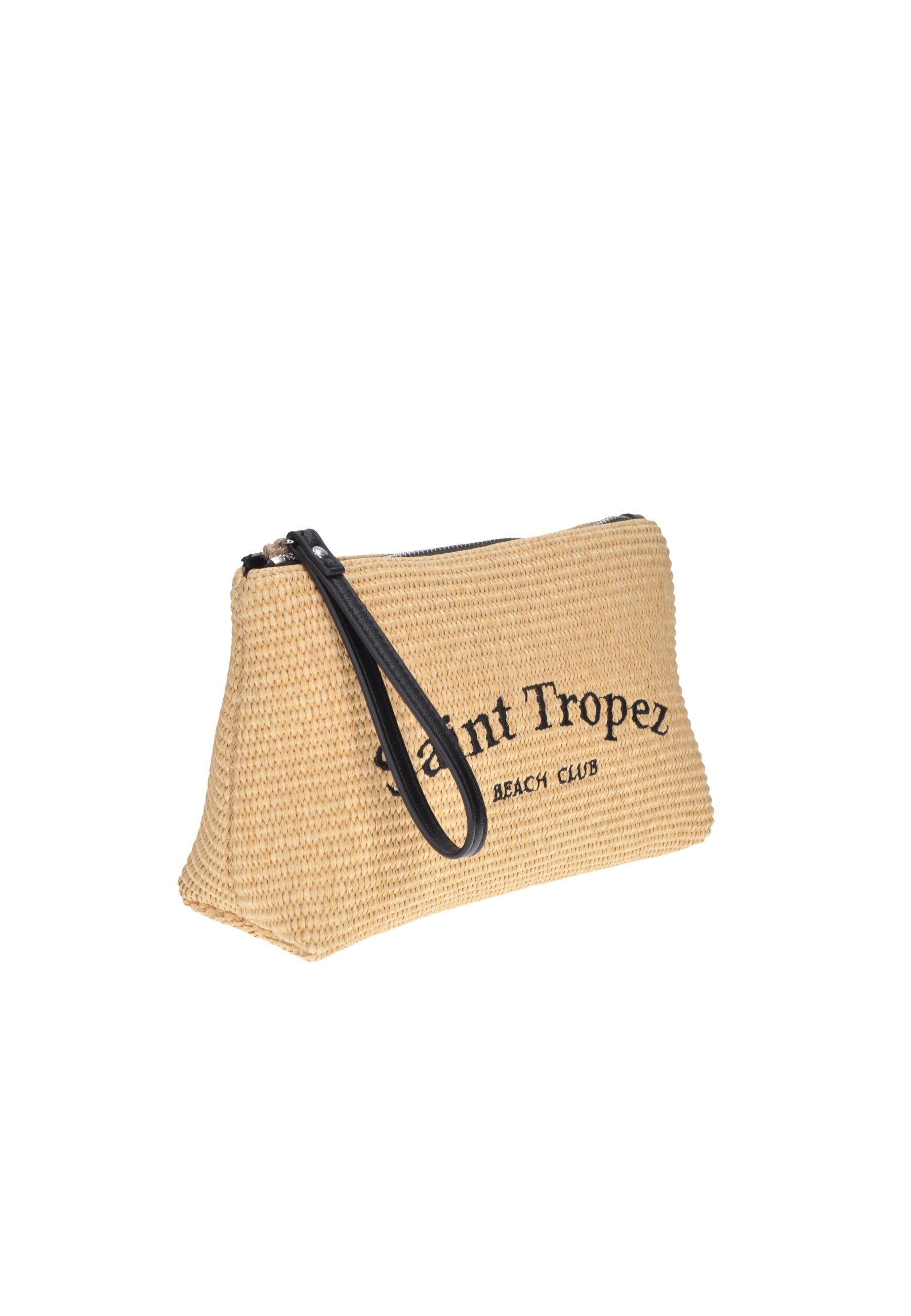 KBE47A513 Pochette KUVE' in tessuto, chiusura con cerniera, logo Saint Tropez Beach Club, dimensioni 25x18x9 cm.
