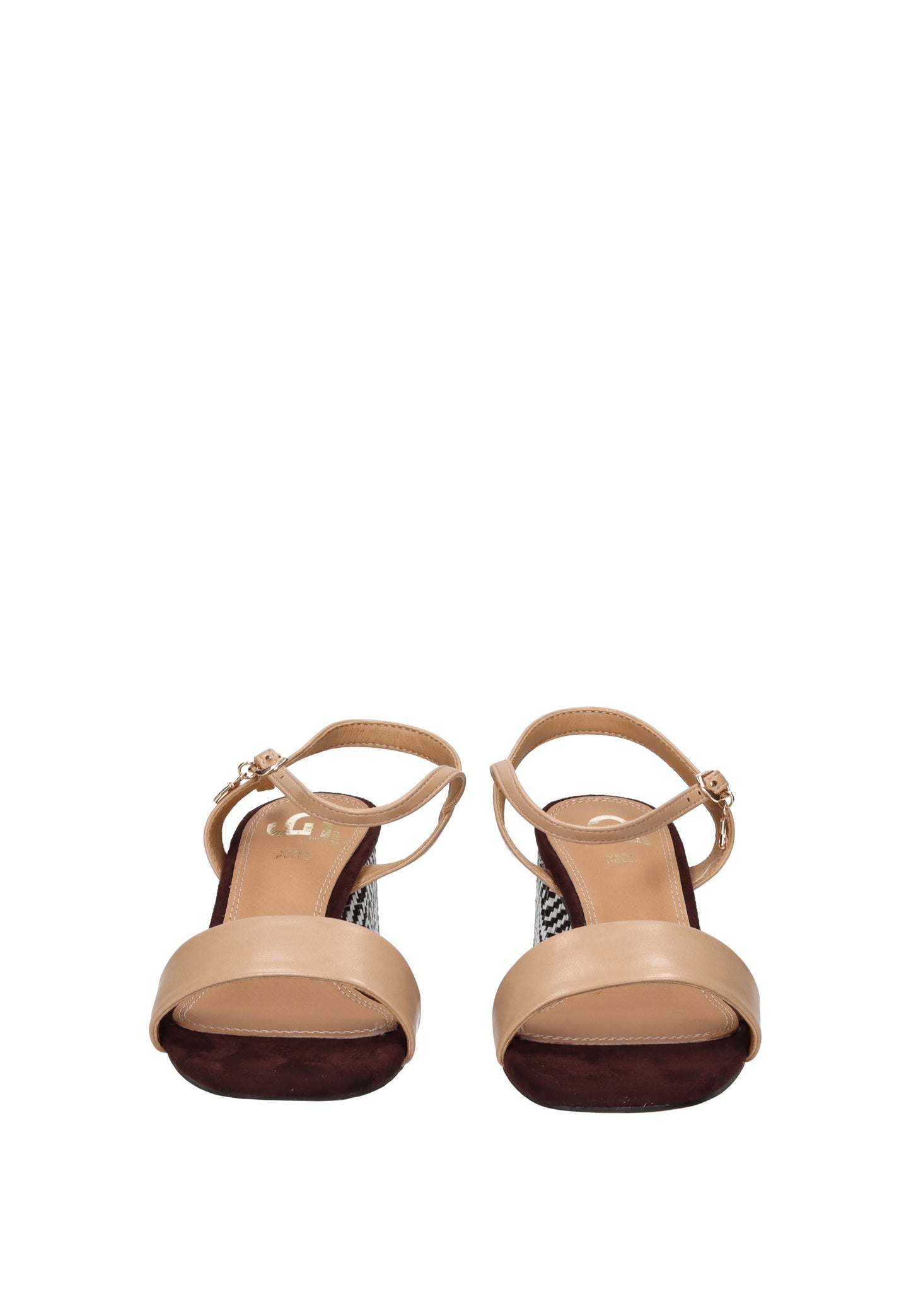GD431 Sandalo GOLD&GOLD, elegant sandals with ankle strap, cushioned insole, and high rubber heels.