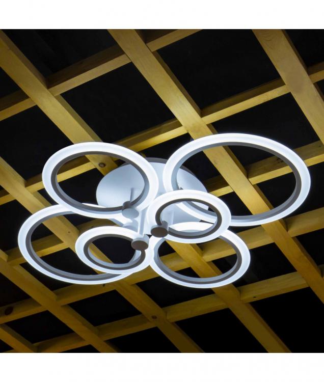 6-Light LED Ceiling Chandelier Circles Modern Ceiling Light Cold White Light