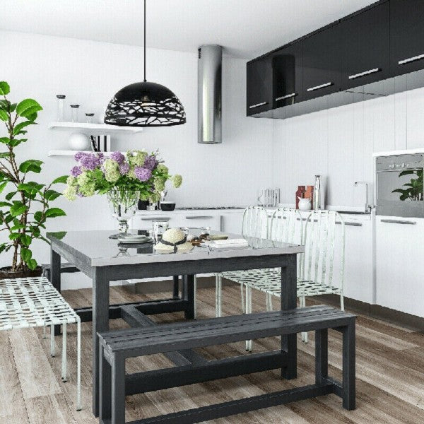 Modern Pendant Chandelier with Perforated Woven Iron Lampshade, E27, Black