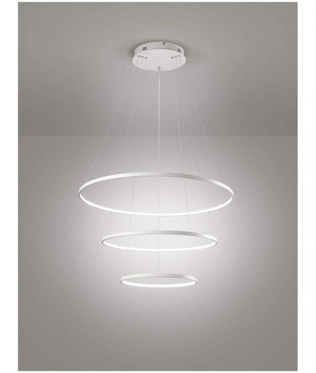 48-W-LED-Pendelleuchte, kreisrund, weiß, modern, kühles Weiß