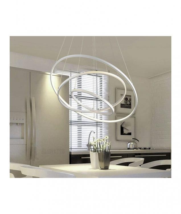 48-W-LED-Pendelleuchte, kreisrund, weiß, modern, kühles Weiß
