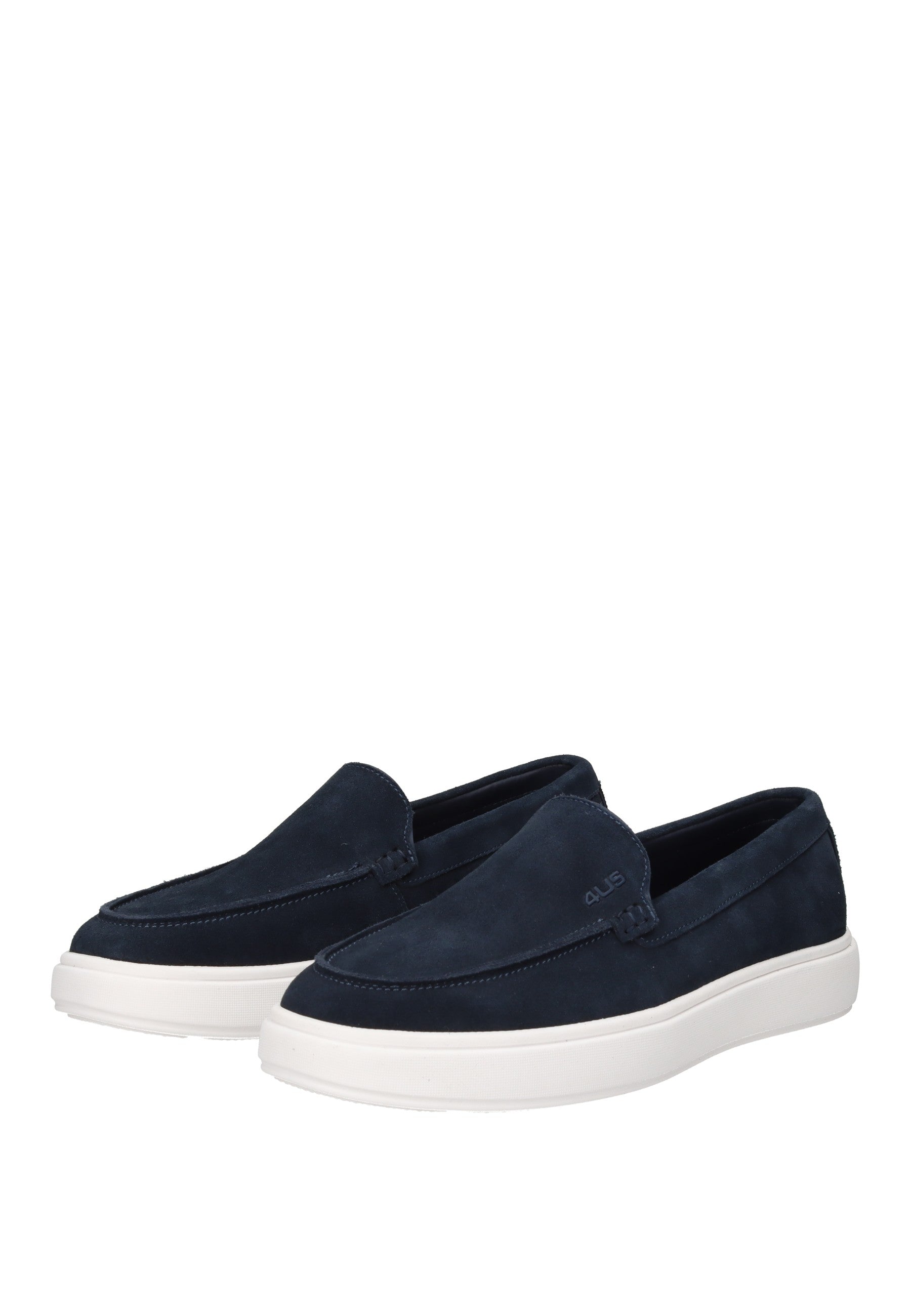 HM25045-01 Mocassino PACIOTTI 4US navy suede slip-on shoes with white rubber sole, perfect combination of elegance and comfort.