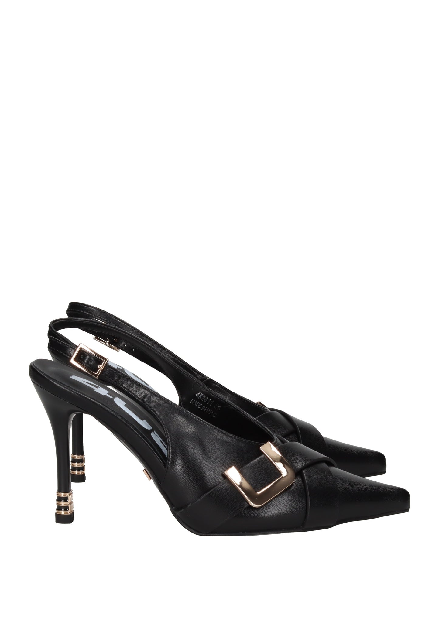 4K2611 Decollete aperto dietro PACIOTTI 4US black slingback heels with decorative buckle.