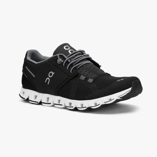 Scarpe Cloud Donna Nere in mesh traspirante, ideali per la corsa ed eleganti, colore nero.
