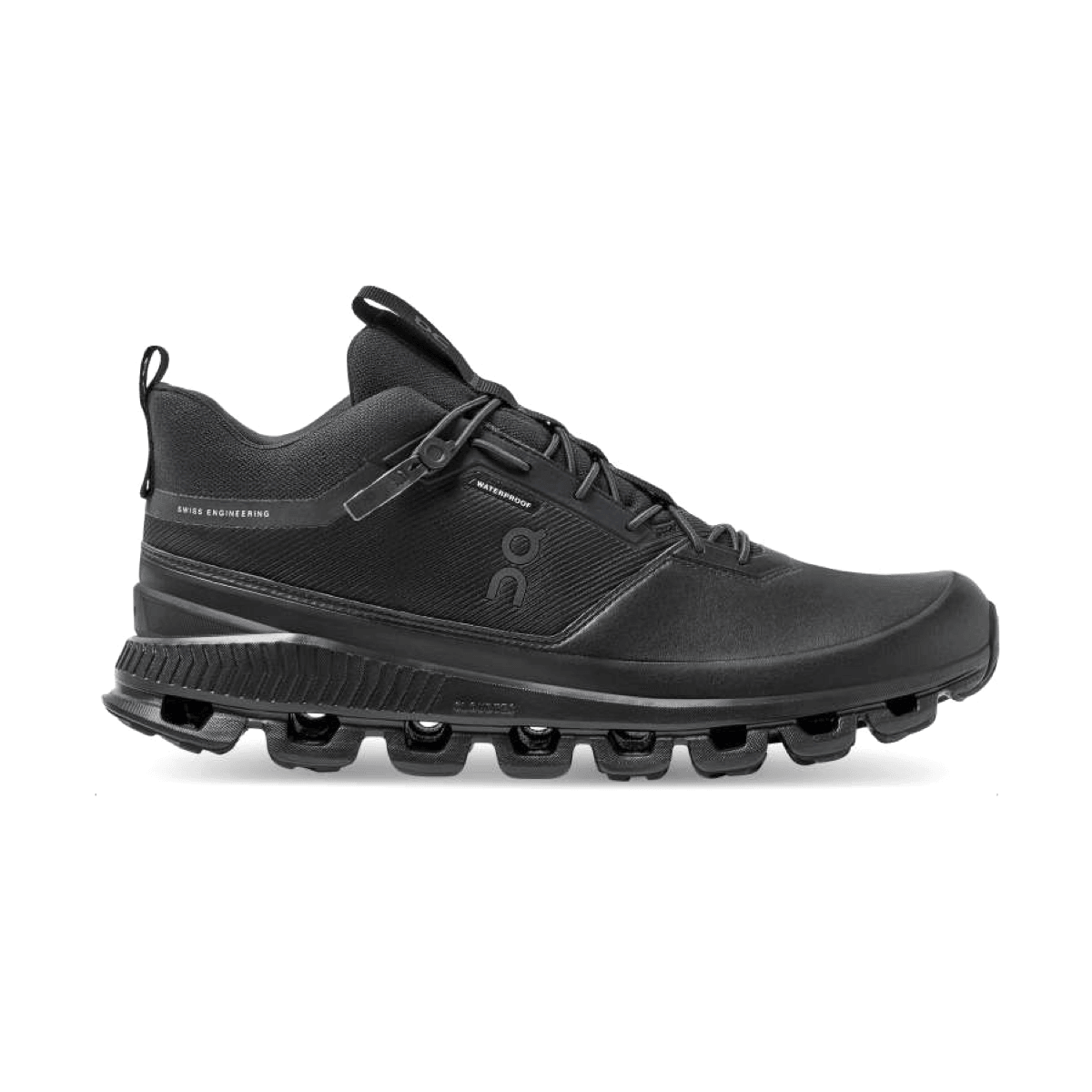 Scarpe Cloud Hi Waterproof Donna Nere di On Running, calzature impermeabili e stilose ideali per ogni avventura.