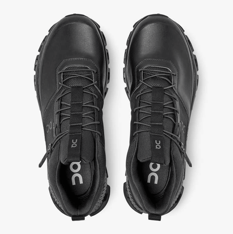 Scarpe Cloud Hi Waterproof Donna Nere - calzature in mesh e pelle vegan, resistenti e impermeabili.