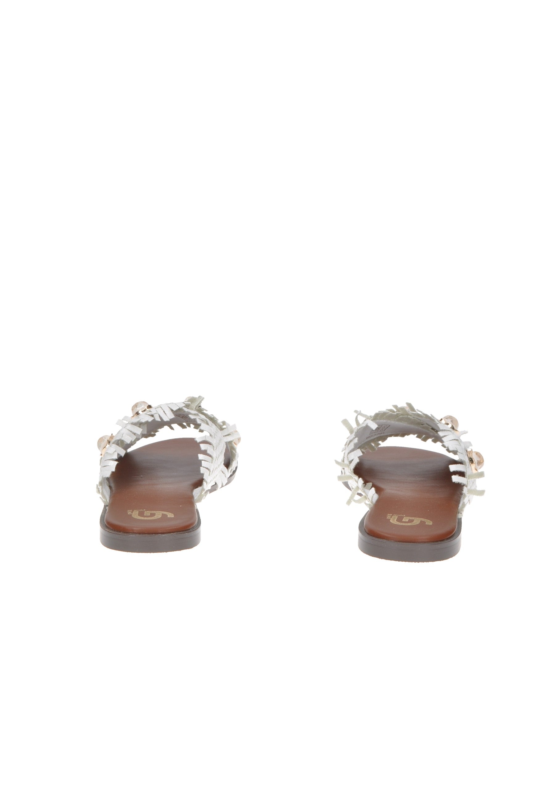 Back view of GH70 golden sandals with a comfortable padded insole and stylish design.