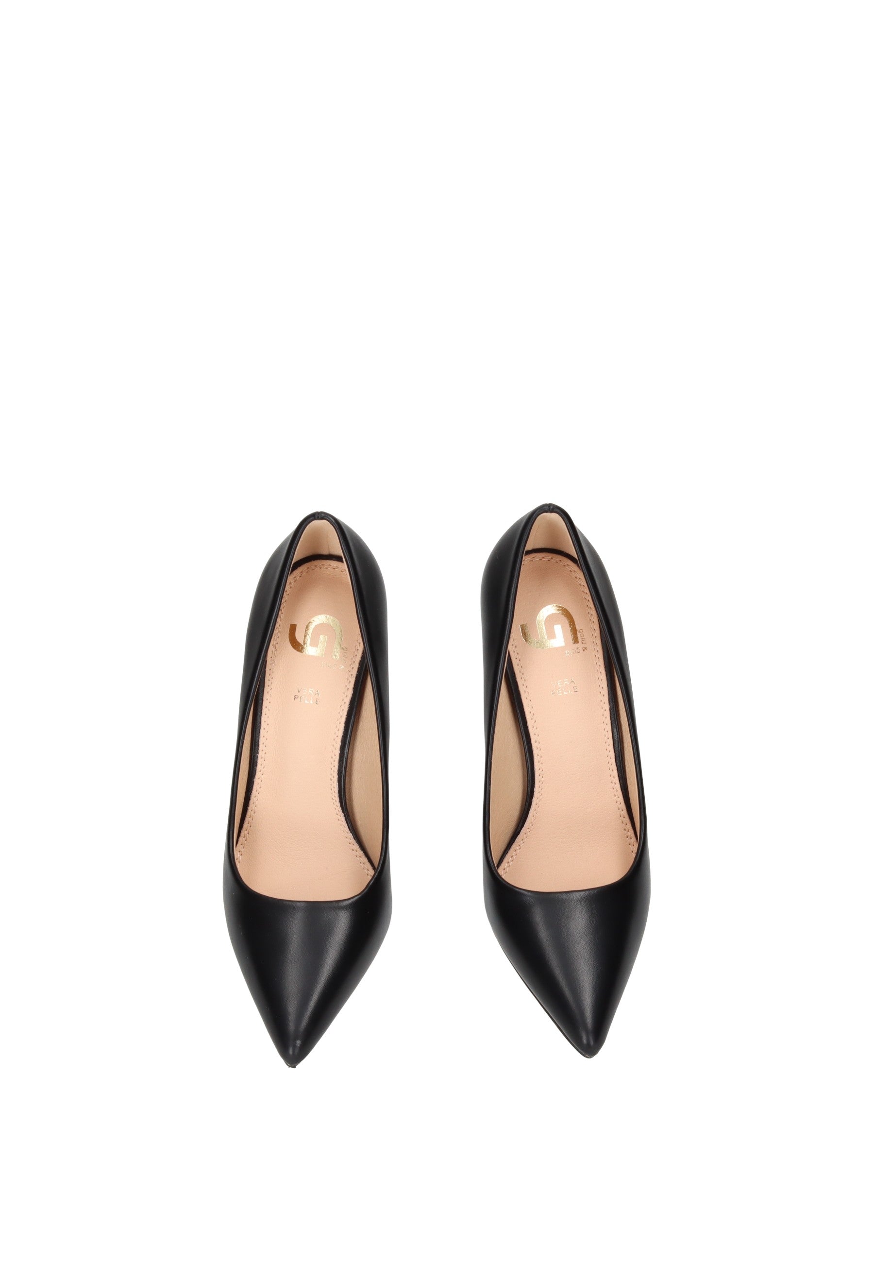 GP846 Decollete GOLD&GOLD elegant black high heels with padded insole and pointed toe design.