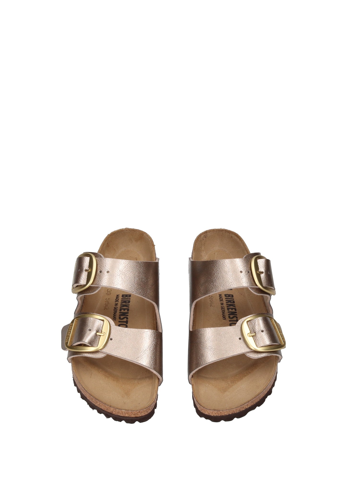 1020882 Sandalo BIRKENSTOCK in oro con fibbie regolabili e suola in gomma.