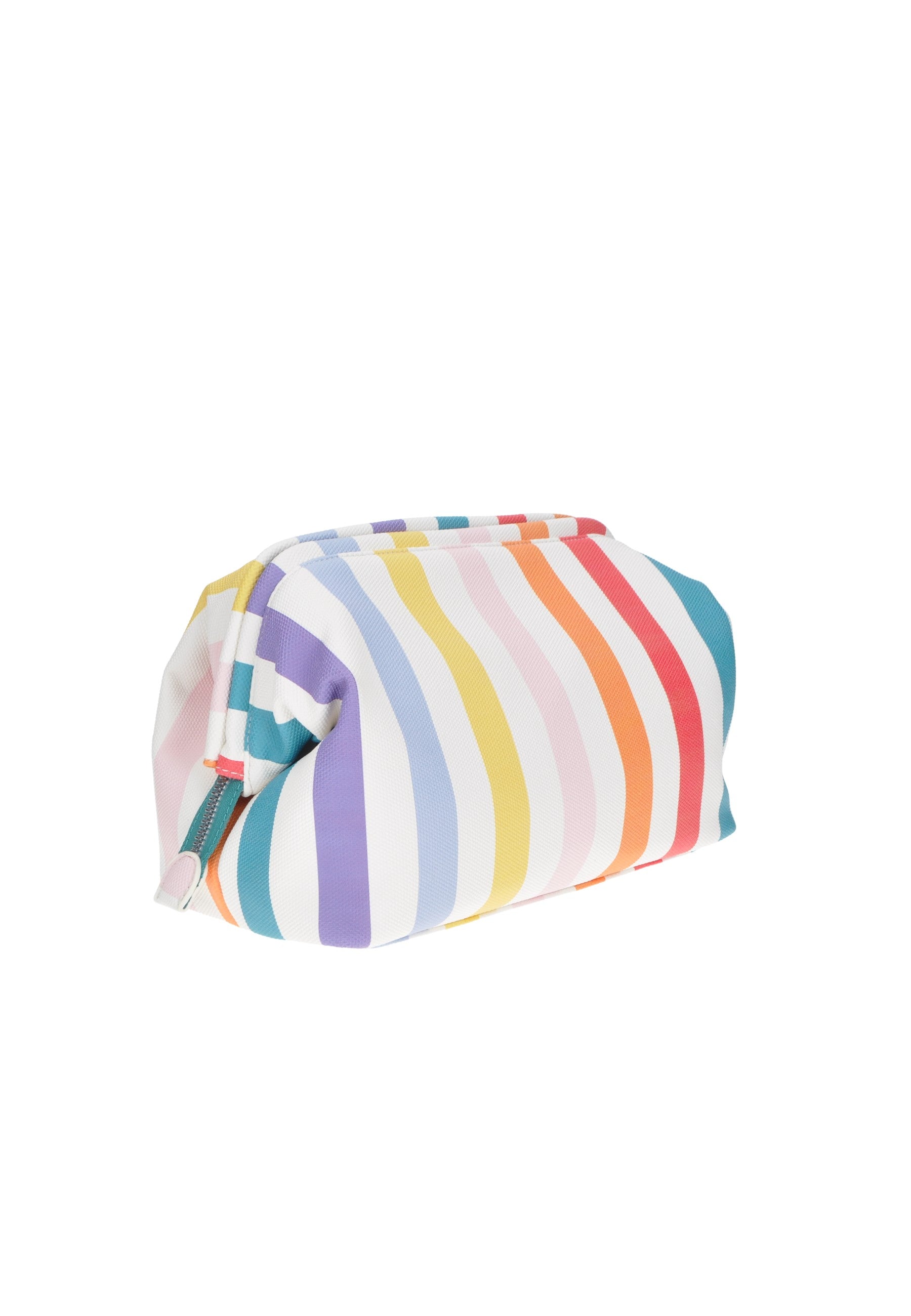 Colorful striped pochette bag, perfect for beach outings and small food storage, dimensions 24x17x13 cm.