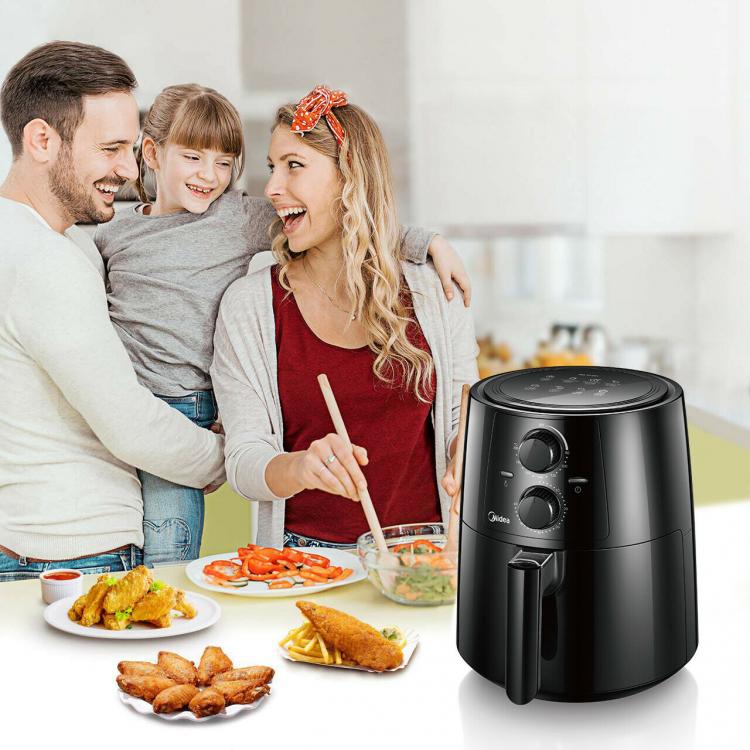 Midea Heißluftfritteuse TN35A2 Serie 6000, 3,5 l, 1450 W, ölfrei, Schwarz