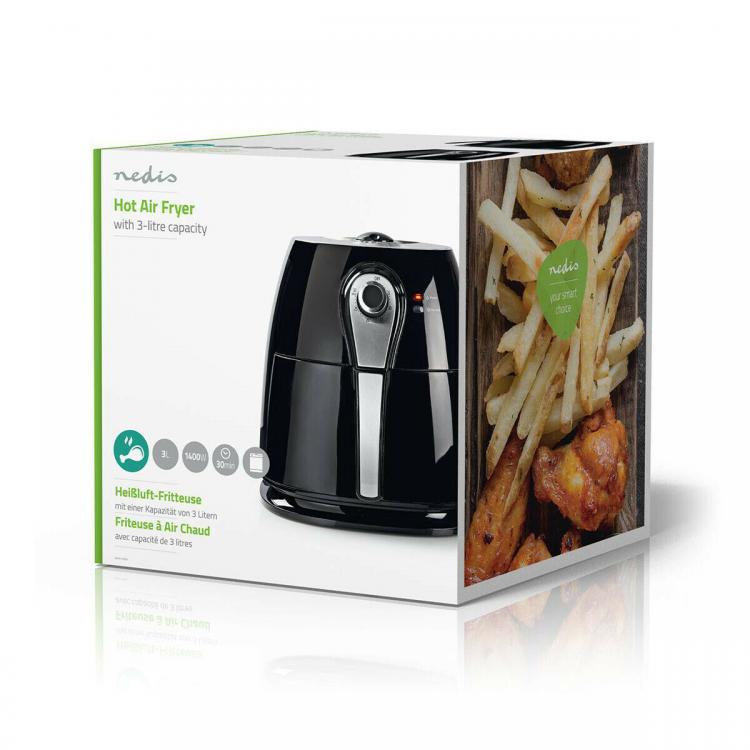 Nedis Heißluftfritteuse (3 Liter) – Ölfrei – Pommes frites, Braten – 1400 W 