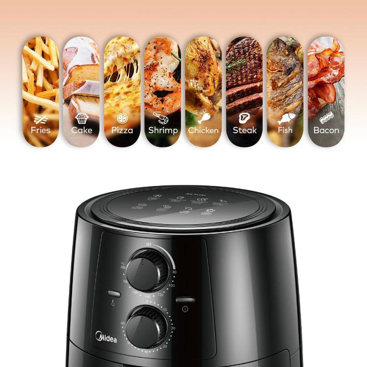 Midea Heißluftfritteuse TN35A2 Serie 6000, 3,5 l, 1450 W, ölfrei, Schwarz