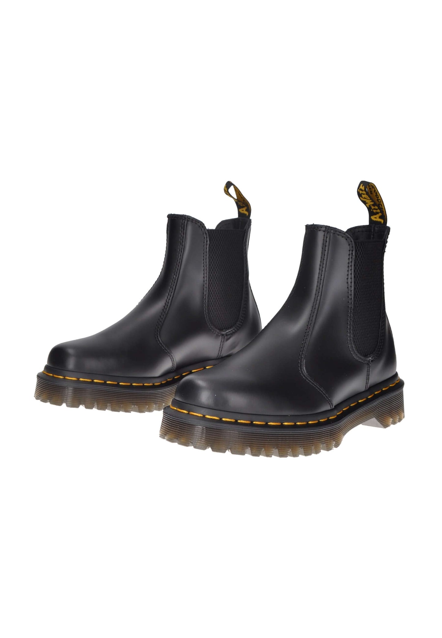 Black Dr. Martens 2976 BEX boots with elastic closure and rubber sole for a stylish, comfortable look.