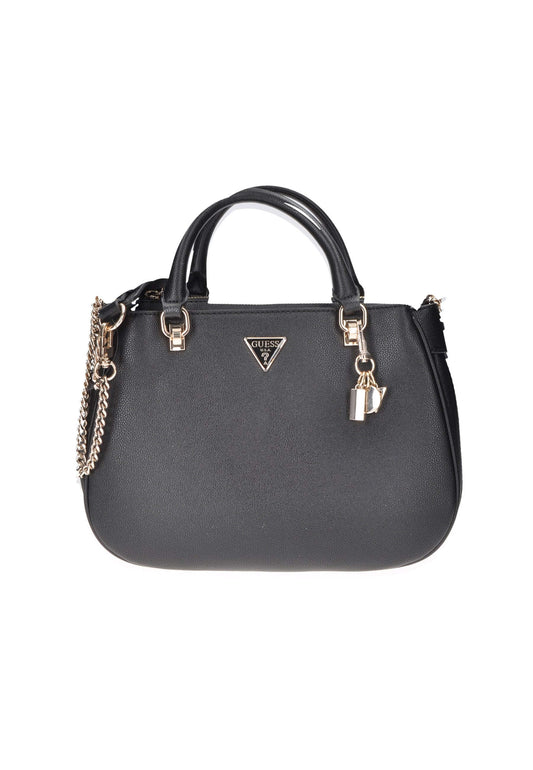 Borsa a mano GUESS Fedora in ecopelle, chiusura centrale con cerniera, dimensioni 28x21x11 cm, colore nero.
