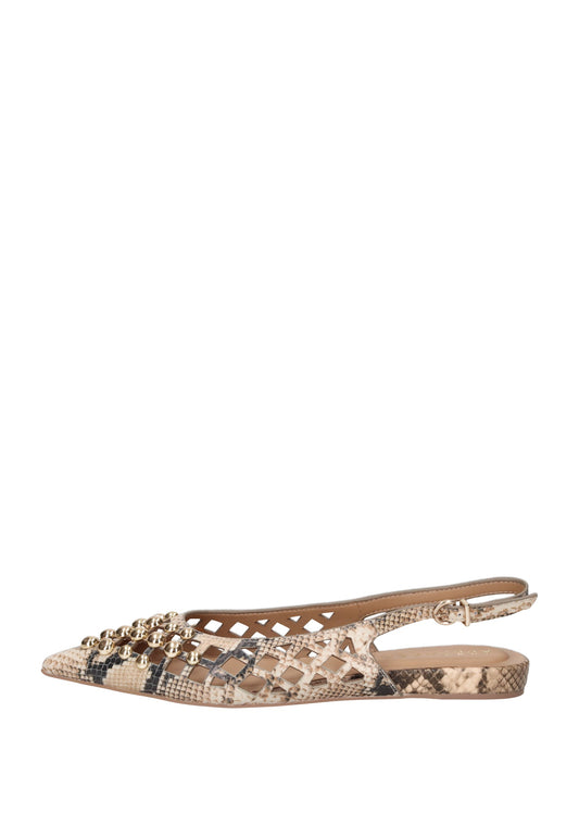 S6PETAL03/PYT Ballerina APEPAZZA in snake print with metal details and slingback design