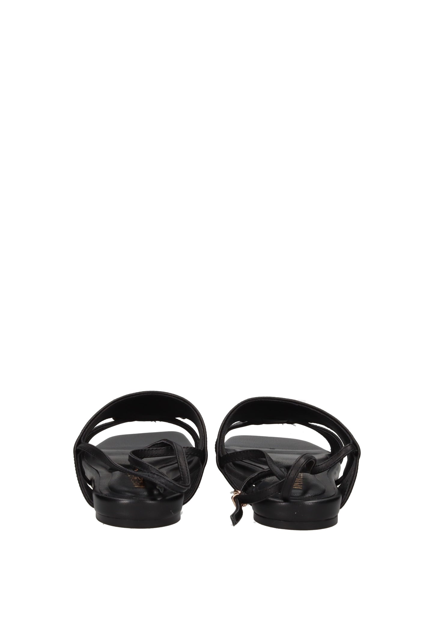 S6DHALIA02/LEA Sandalo APEPAZZA view from the back showcasing the black leather straps and comfort sole.
