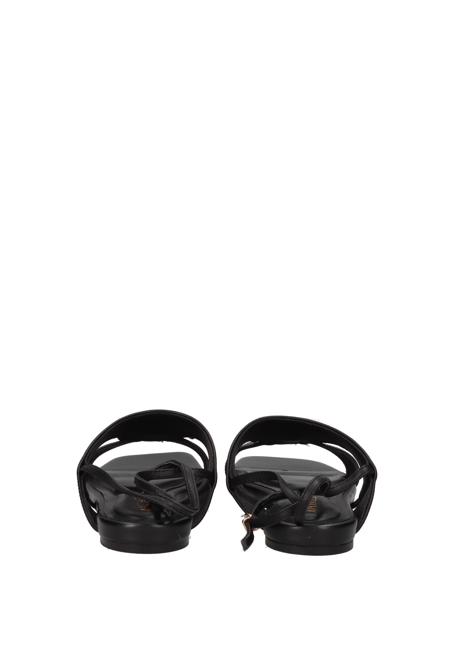 S6DHALIA02/LEA Sandalo APEPAZZA view from the back showcasing the black leather straps and comfort sole.