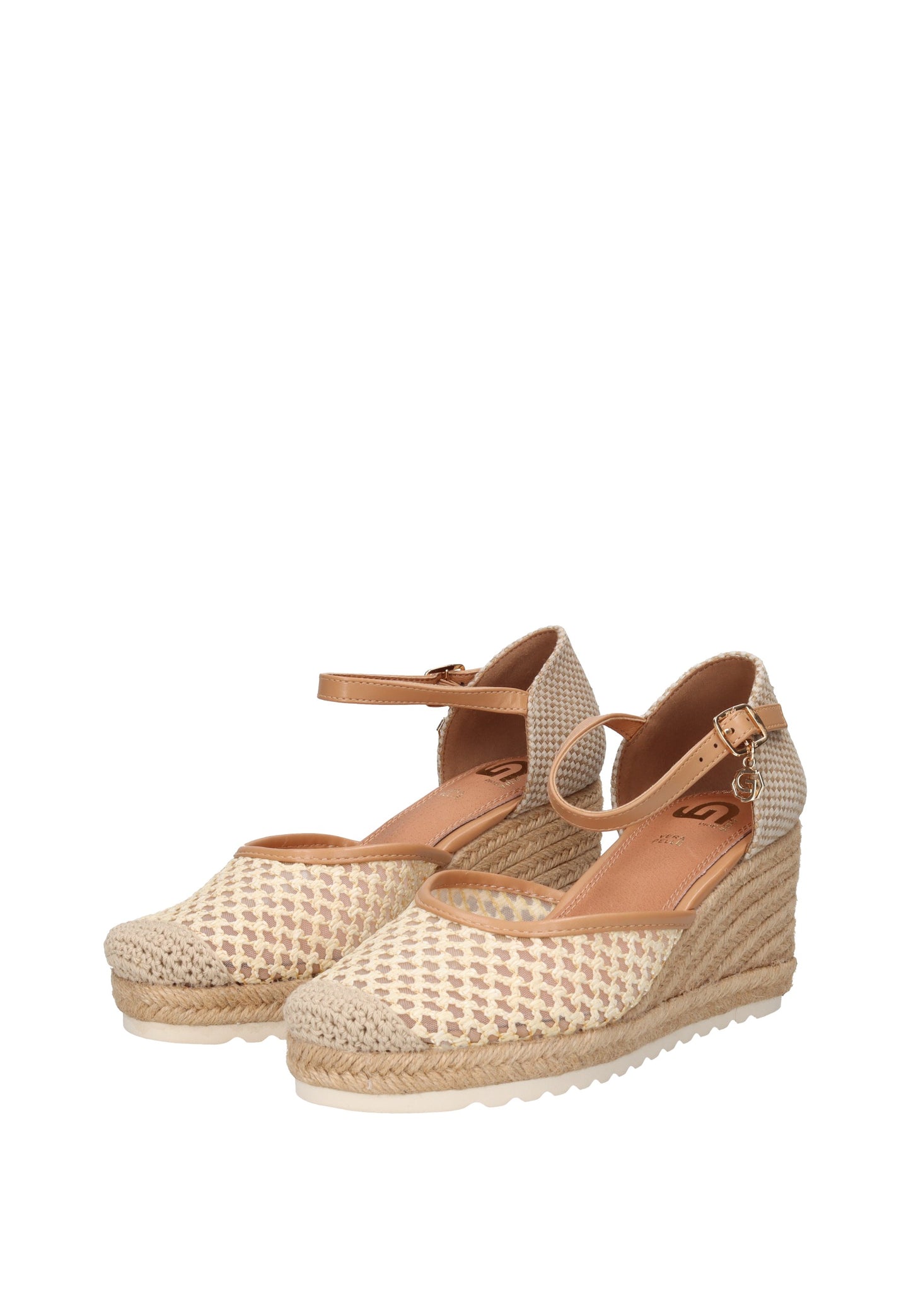 GH112 Espadrillas GOLD&GOLD con cinturino alla caviglia e zeppa alta, perfette per l'estate.