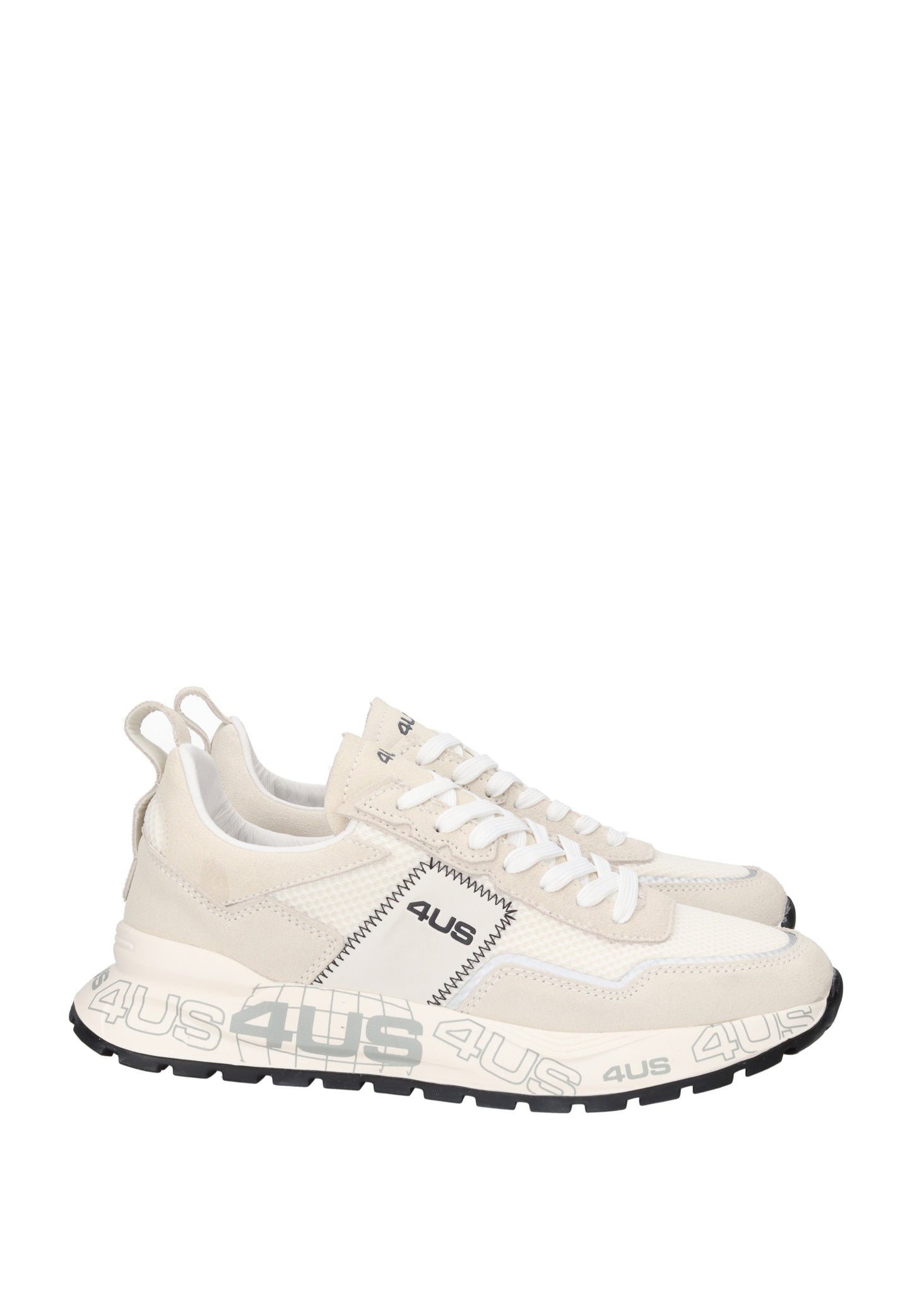4US-13 sneaker PACIOTTI 4US in beige suede and textile with lace-up closure and rubber sole.